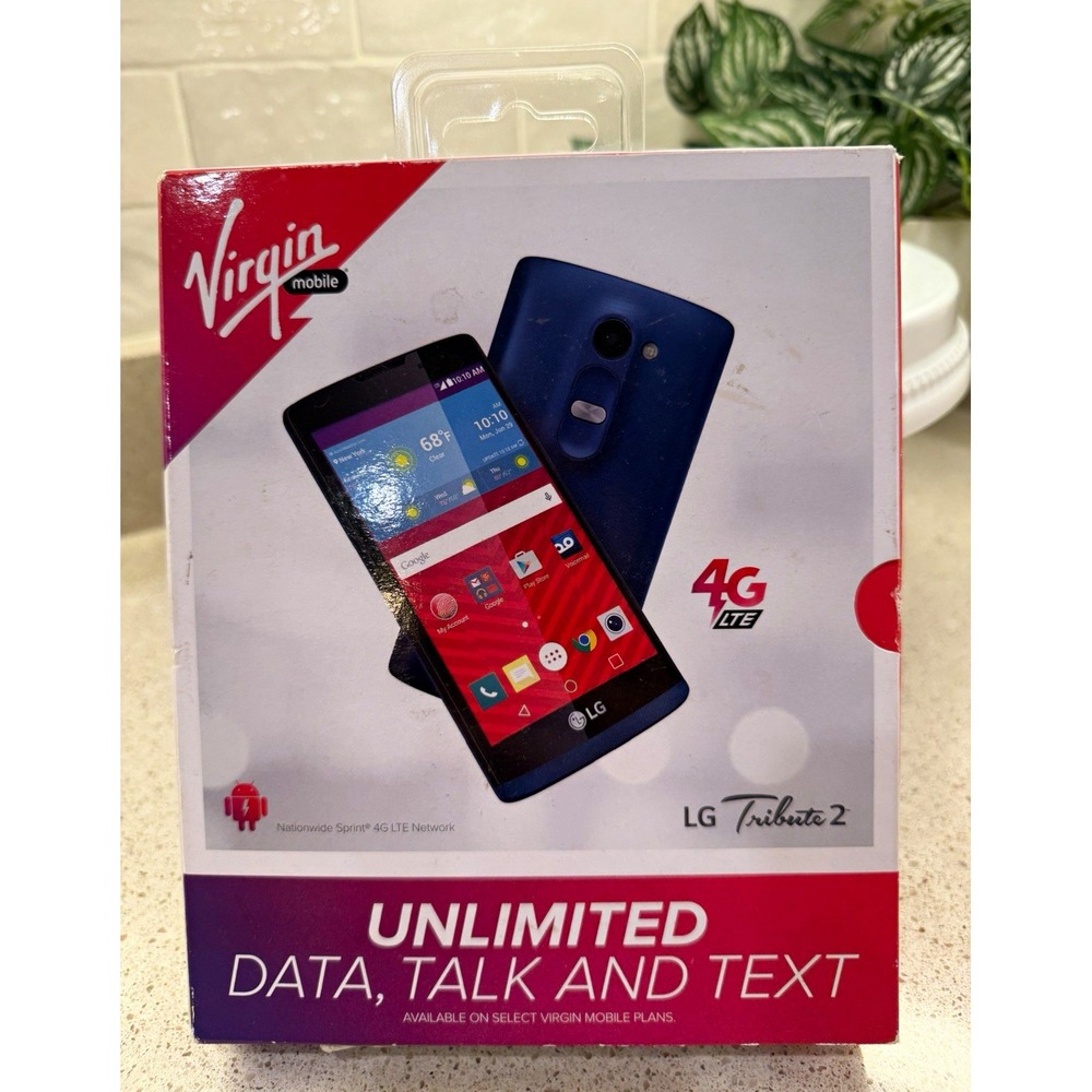 LG Tribute 2 Virgin Mobile Blue 4G LTE Android 8GB 1GB RAM Smartphone NEW